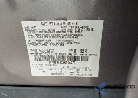 2014 Ford Taurus Sel z USA, uszkodzony, nr VIN 1FAHP2E8XEG106971